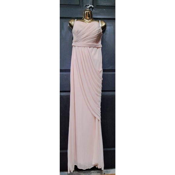 DAVID'S BRIDAL Pink Mesh Grecian Inspired Draped Formal Dress Gown SZ: 8 - Picture 14 of 16